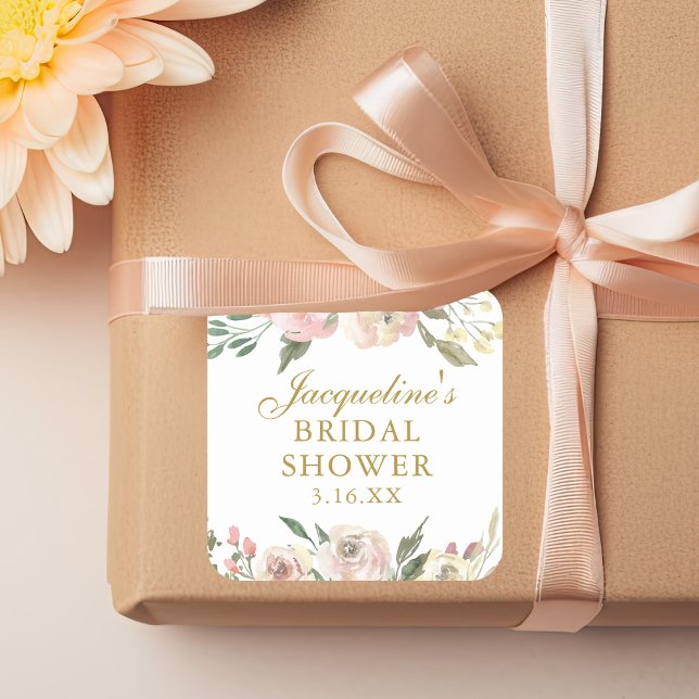 Elegantes rosafarbenes, farbenprächtiges Brautpart Quadratischer Aufkleber (Von Creator hochgeladen)