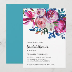 Elegantes rosafarbenes Floral Modernes Brautparty Einladung