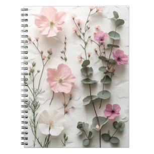 Elegantes rosafarbenes florales botanisches Spiral Notizblock