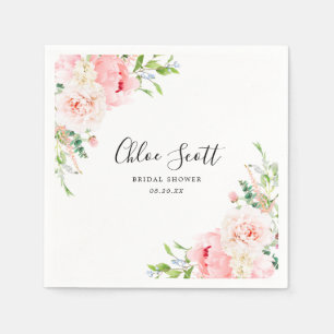 Elegantes rosafarbenes, florales Brautparty Serviette