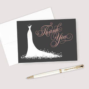 Elegantes rosafarbenes Hochzeitskleid Brautparty Dankeskarte