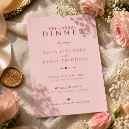 Elegantes rosafarbenes Hochzeitsprobedinner Einladung