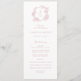 Elegantes rosafarbenes Hortensien-Hochzeitsprogram Programm