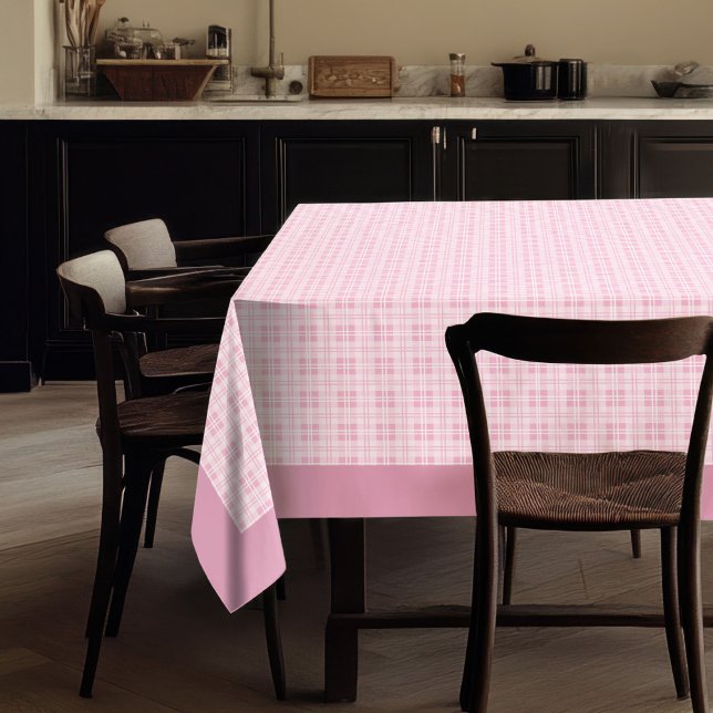 Elegantes rosafarbenes kariertes Tablett mit weich Tischdecke (Elegant Pink Checkered Tablecloth with Soft Tones)