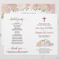 Elegantes rosafarbenes katholisches Hochzeitsprogr