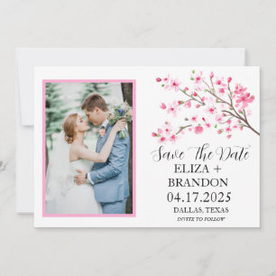 Elegantes rosafarbenes Kirschblossom Foto Save The Date