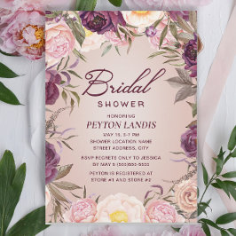 Elegantes rosafarbenes Lila Brautparty Einladung