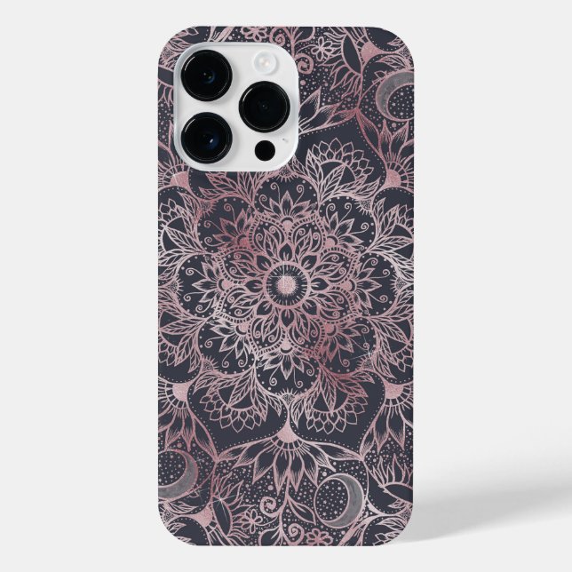 Elegantes rosafarbenes Mandala Design iPhone Hülle (Rückseite)