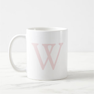 Elegantes rosafarbenes Monogramm Initial Weiß Kaffeetasse