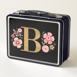 Elegantes rosafarbenes Monogramm Metall Brotdose