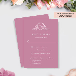 Elegantes rosafarbenes Monogramm mit/ohne UAWG RSVP Karte