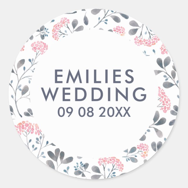 Elegantes rosafarbenes Muster für Blume Runder Aufkleber (Vorderseite)