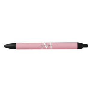 Elegantes, rosafarbenes rosa Monogramm Chic Script Kugelschreiber