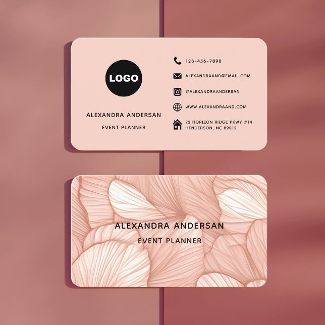 Elegantes rosafarbenes rosa rosa goldenes Muster Visitenkarte (Elegant Blush Pink Rose Gold Botanical Pattern Business Card)