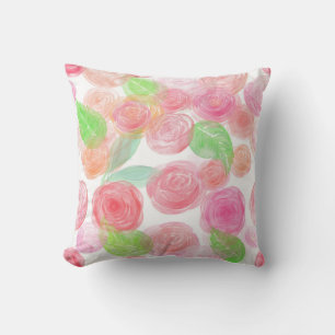 Elegantes rosafarbenes Rosenmuster Kissen