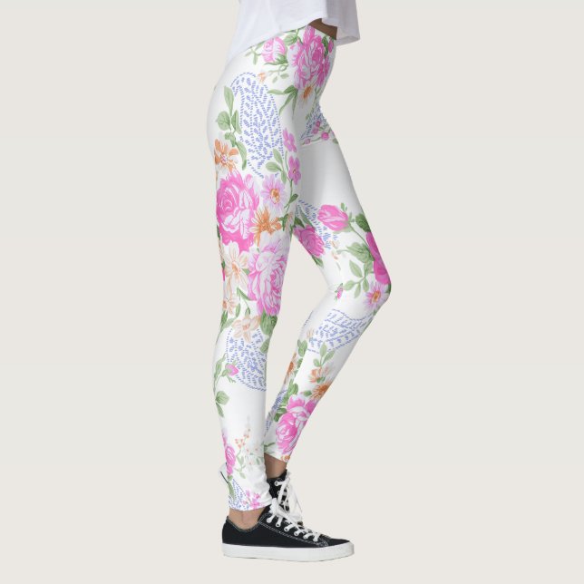 Elegantes rosafarbenes Rosenmuster | Leggings (Rechts)