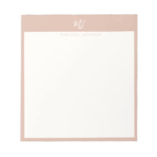 Elegantes rosafarbenes Schriftmonogramm Notizblock