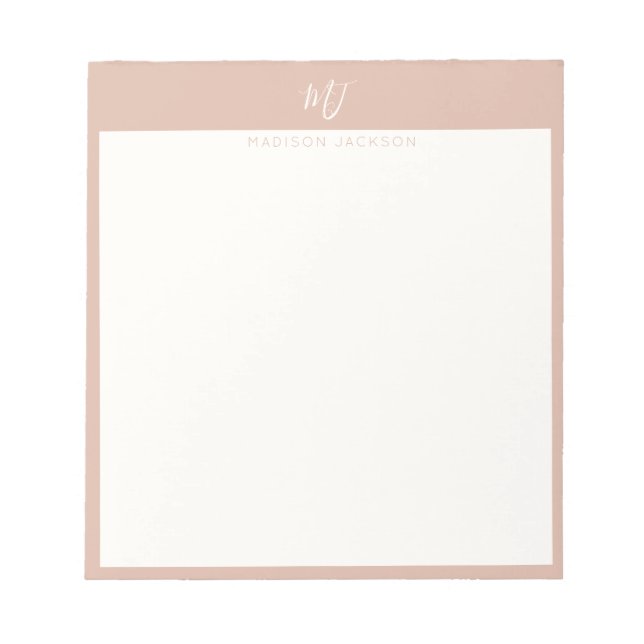 Elegantes rosafarbenes Schriftmonogramm Notizblock (Vorderseite)
