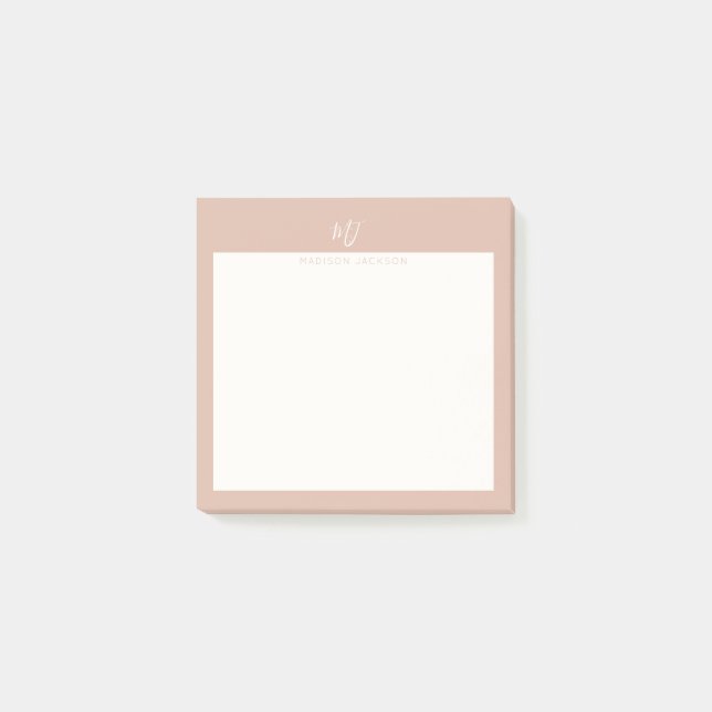 Elegantes rosafarbenes Schriftmonogramm Post-it Klebezettel (Vorderseite)
