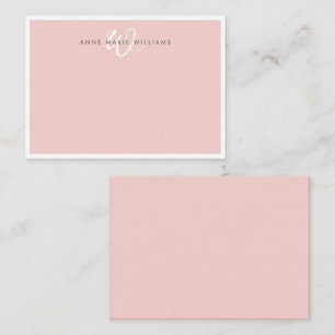 Elegantes rosafarbenes Skript-Monogramm Mitteilungskarte