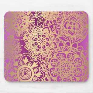 Elegantes rosafarbenes und goldenes Mandala-Muster Mousepad