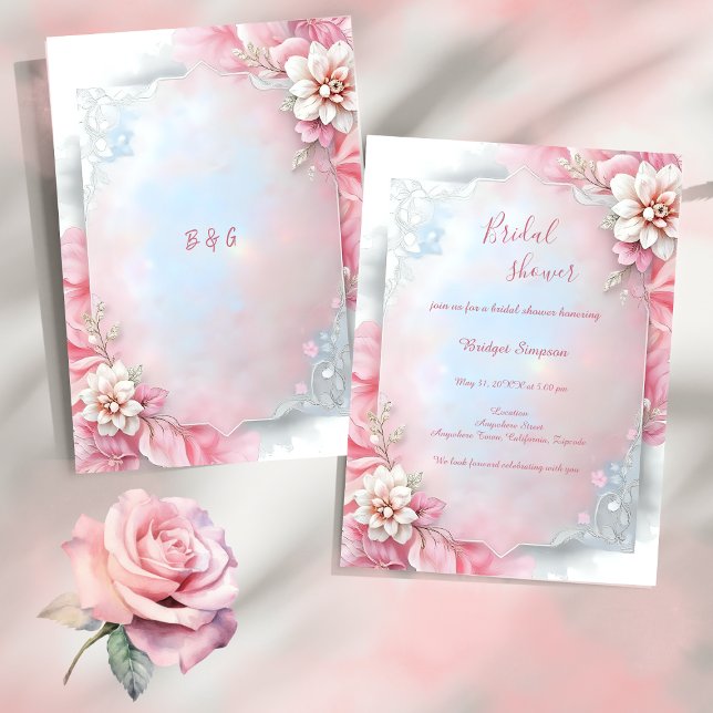 Elegantes rosafarbenes, weich weiches Pastell glat Einladung (Von Creator hochgeladen)