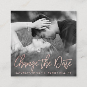 Elegantes Rose Foil Script Foto ändern Datum Begleitkarte