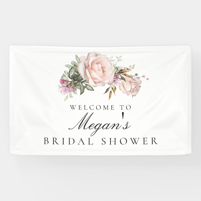 Elegantes Rose Garden Brautparty Banner (Horizontal)