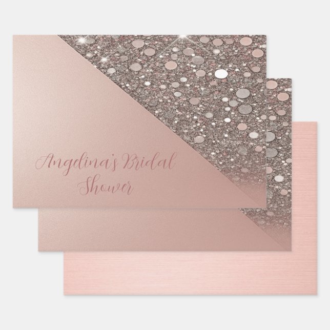 Elegantes Rose Gold Brautparty Geschenkpapier Set (Set)