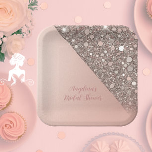 Elegantes Rose Gold Brautparty Pappteller