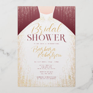 Elegantes Rose Gold Glitzer Dress Brautparty Folieneinladung