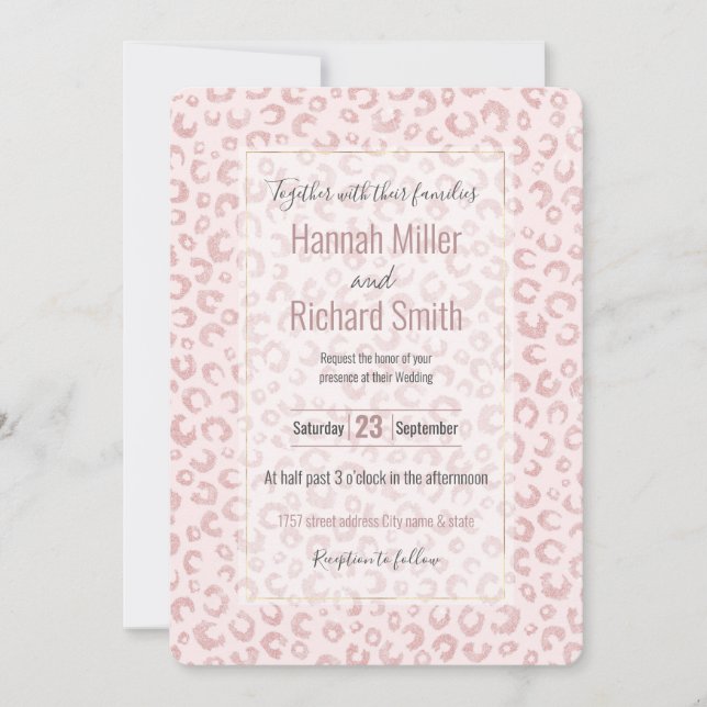 Elegantes Rose Gold Glitzer Leopard Muster (Vorderseite)