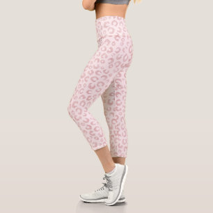 Elegantes Rose Gold Glitzer Leopard Muster Capri Leggings
