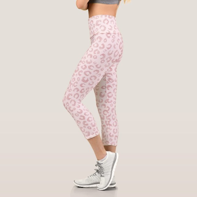 Elegantes Rose Gold Glitzer Leopard Muster Capri Leggings (Links)