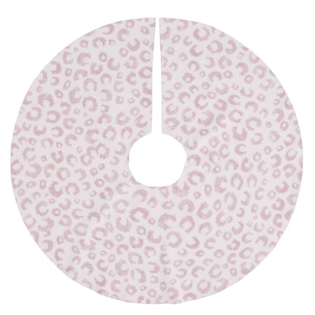 Elegantes Rose Gold Glitzer Leopard Muster Polyester Weihnachtsbaumdecke (Vorderseite)