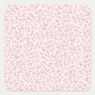 Elegantes Rose Gold Glitzer Leopard Muster Quadratischer Aufkleber