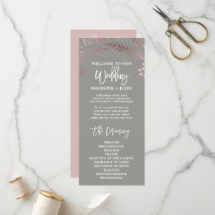 Elegantes Rose Gold & Gray Wedding Programm