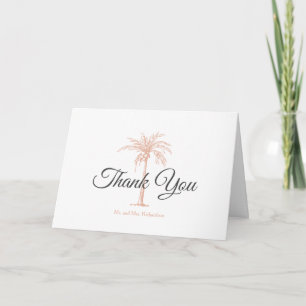Elegantes Rose Gold Kupfer Palm Tree Hochzeitsstic Dankeskarte