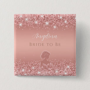 Elegantes Rose Gold Luxe Shimmer Brautparty Button