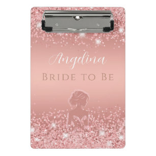 Elegantes Rose Gold Luxe Shimmer Brautparty Mini Klemmbrett