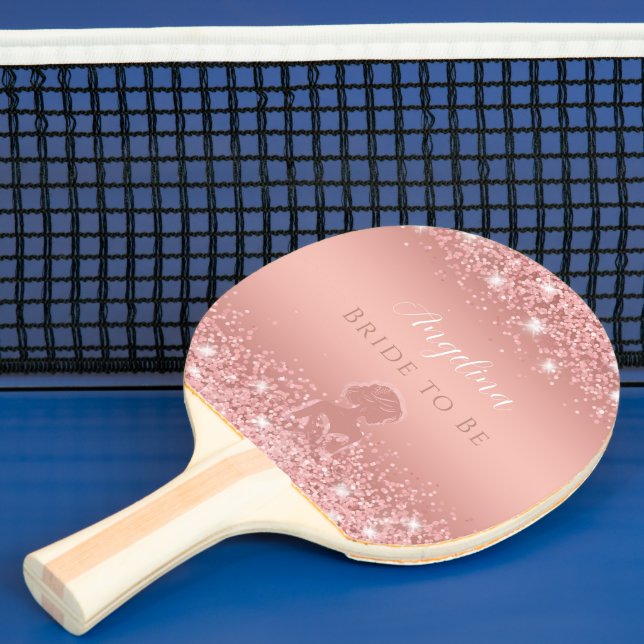 Elegantes Rose Gold Luxe Shimmer Brautparty Tischtennis Schläger (InSitu)