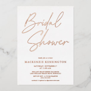 Elegantes Rose Gold Marble Brautparty Folieneinladung
