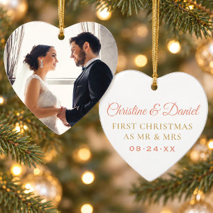Elegantes Rose Gold New Newlyweds Wedding Foto Ornament