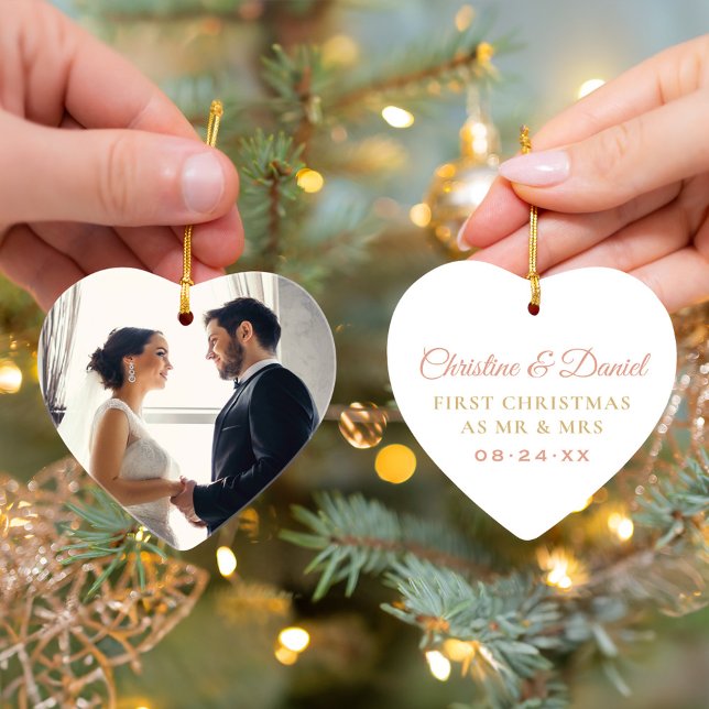 Elegantes Rose Gold New Newlyweds Wedding Foto Ornament (Von Creator hochgeladen)