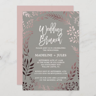 Elegantes Rose Gold und Gray Wedding Brunch Einladung