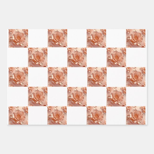 Elegantes Rose Gold Wrap Papier Flachblatt Set von (Vorderseite)