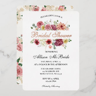 Elegantes Rose Goldenes Foil Calligrafy Brautparty Folieneinladung