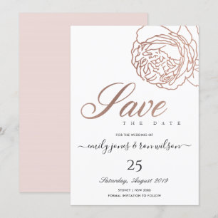 ELEGANTES ROSÉ-GOLDFARBENES BLUMEN-SAVE-THE-DATE EINLADUNG