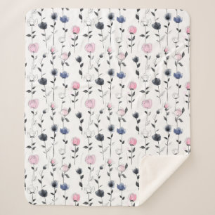 Elegantes Rose-Muster Sherpadecke