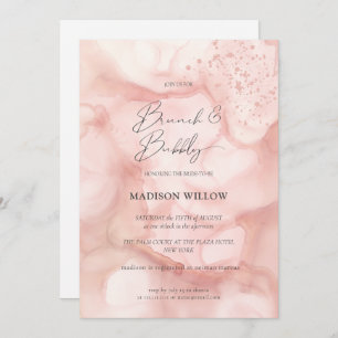Elegantes Rosé Pink Brunch Bubbly Brautparty Einladung
